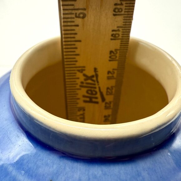 Metlox Blue Cherry Blossom Jar w/ Lid Embossed Floral Vase California Pottery - Picture 10 of 10